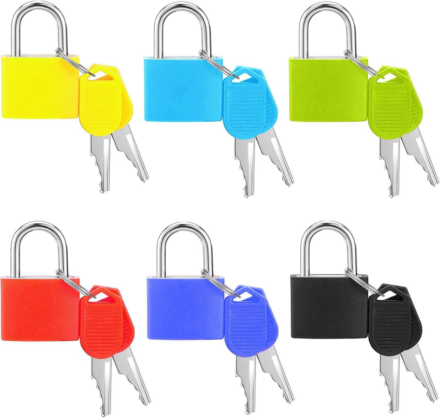 6 Pack Mini Padlock with Keys Waterproof Small Travel Luggage Locker Locks Set 6