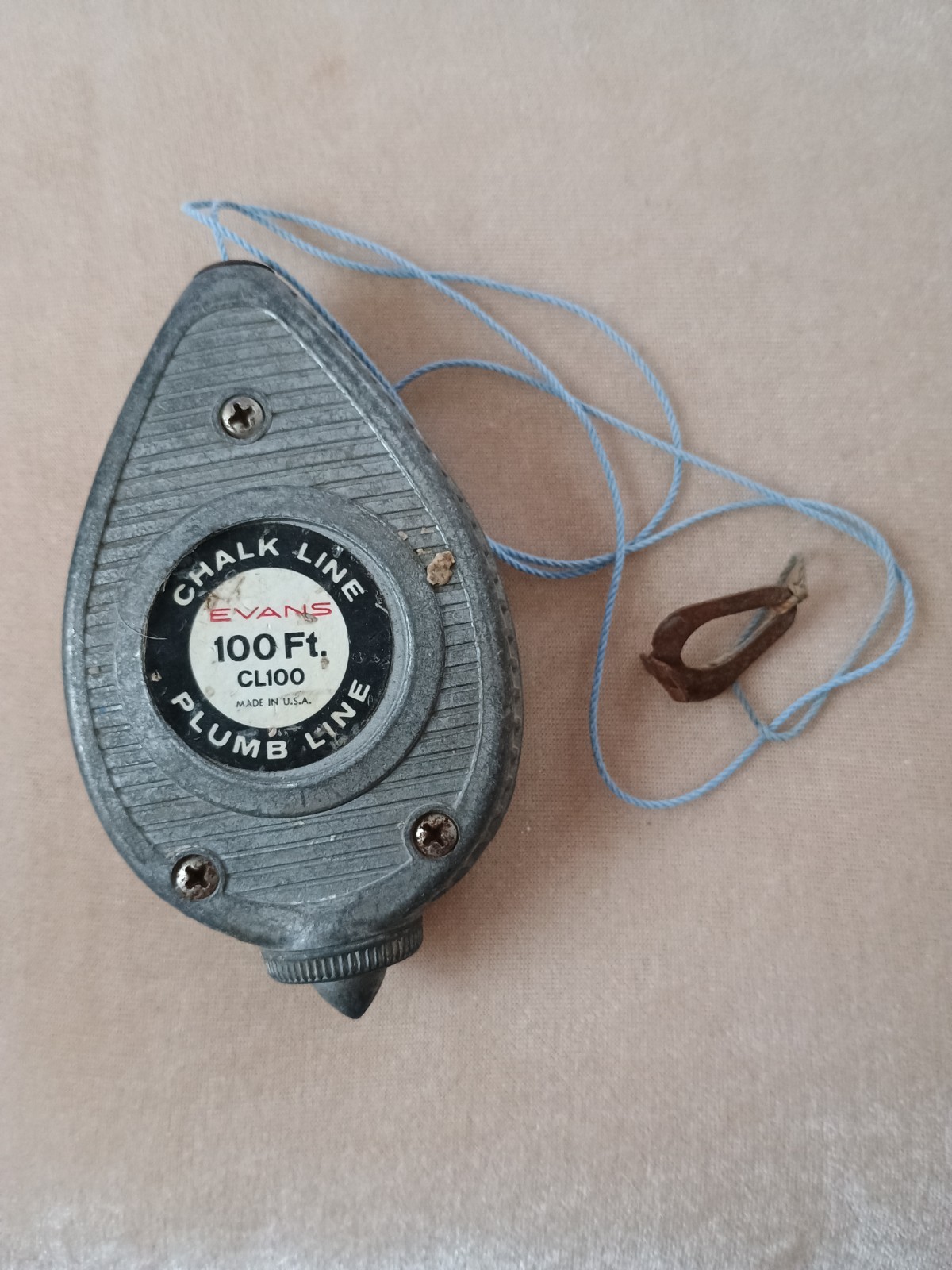 Vintage Evans 100 Foot Chalk Line Plumb Line No. CL100 USA Decorating Brickwork