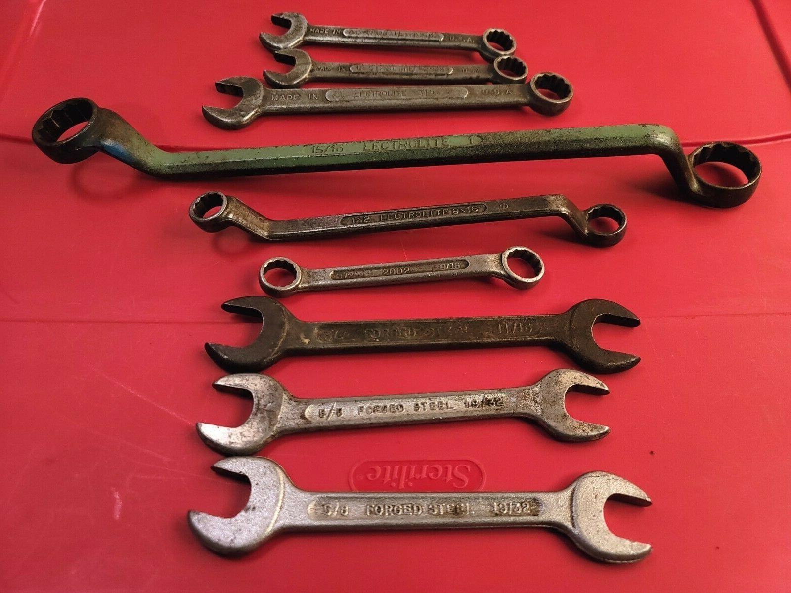 Lot of 9 Vintage Tru-fit Trufit Wrenches Open-end Box-end and Combo Made in USA