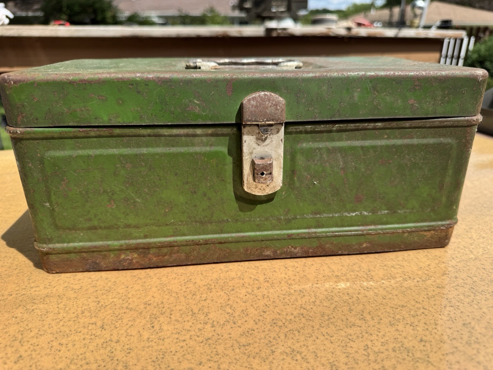Vintage Climax Green Metal Toolbox 12 ib Patina Wear Good Hamilton