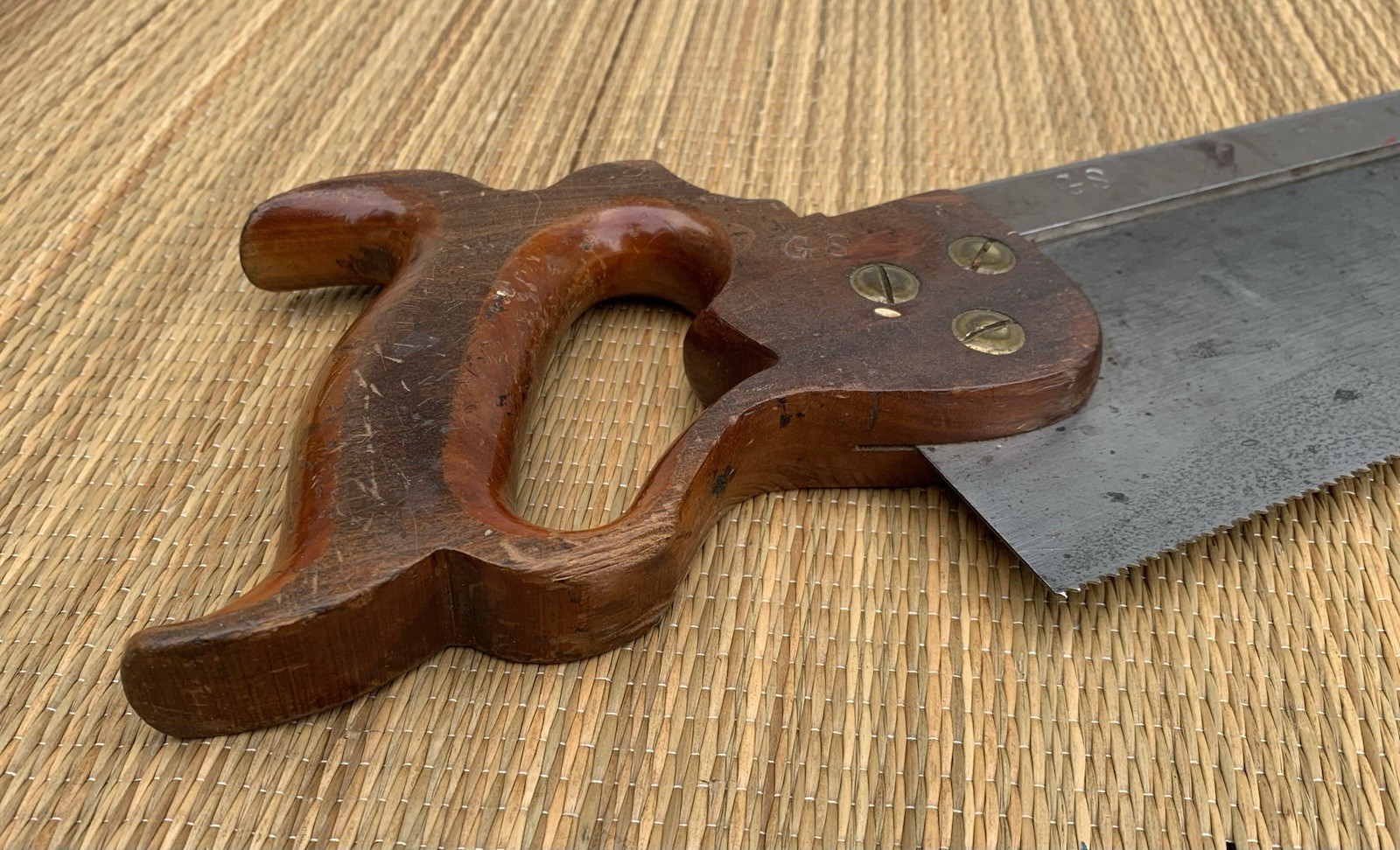 E.C. Atkins & Co. No. 2 14” Backsaw w/ Handle Silver Steel Logo Partly Visible