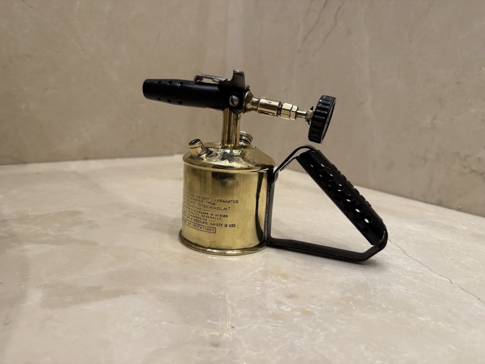 Vintage Brass Max Sievert 209 Stockholm Sweden Blow Torch 0.25 L- 1/2 pint
