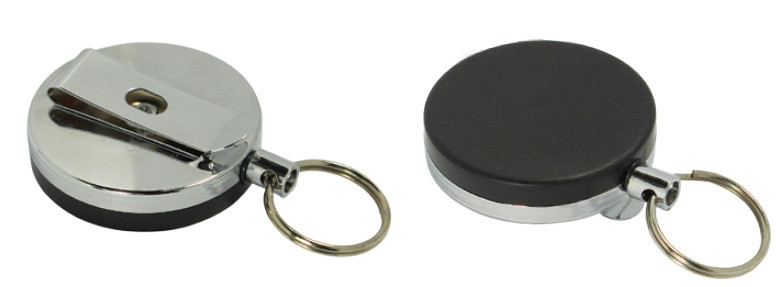 2pk 1.5″ Retractable Pull Reel Badge ID Holder Keychain Cable Cord Extend to 24″