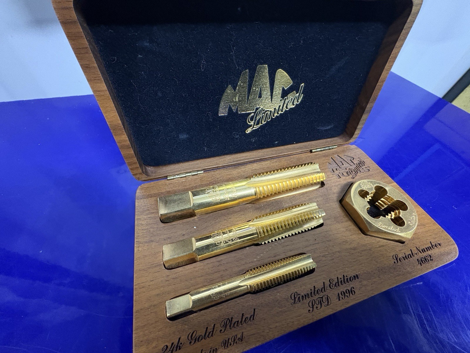 MAC TOOLS TAP & DIE SET -LIMITED EDITION /24KT GOLD PLATED /SERIAL # 4662/LE