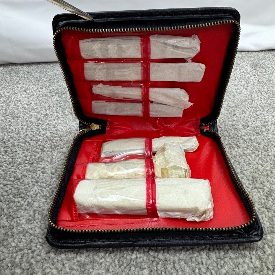 Vintage Barlow 7 Piece Executive Stainless Steel Tool Kit In Zipper Case Japan