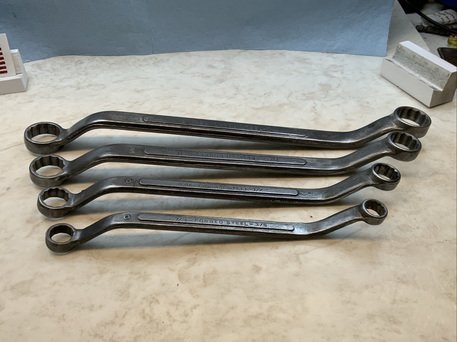 WESTERN AUTO STORES 4pc Offset 12pt SAE Box End Wrenches, USA