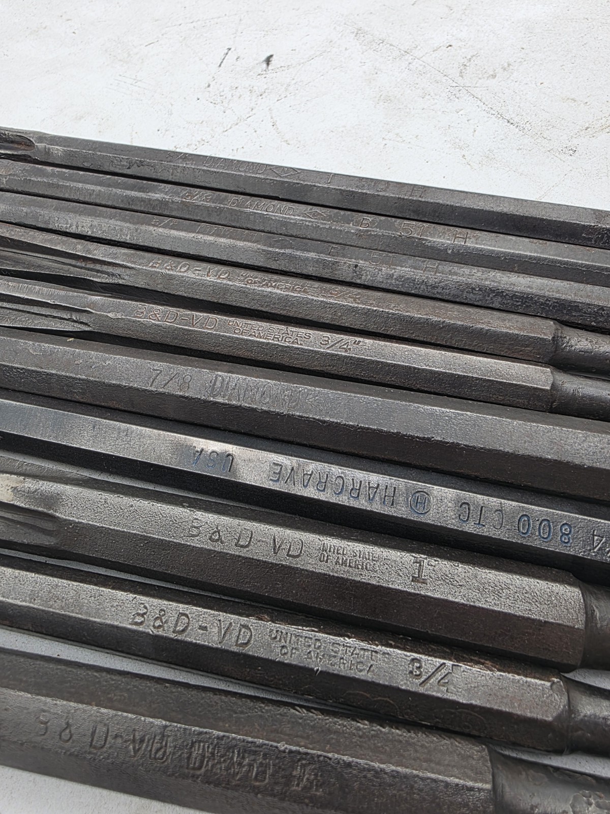 Vintage B&D VD Masonry Star Bits/Chisels, Set Of 10