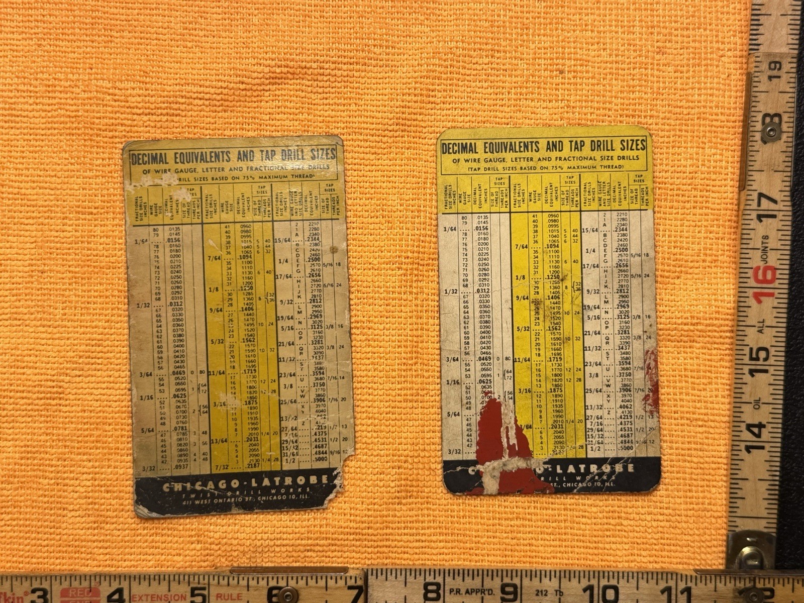 Vintage Chicago-Latrobe Double Circle Tools Decimal Equivalents Reference Pocket