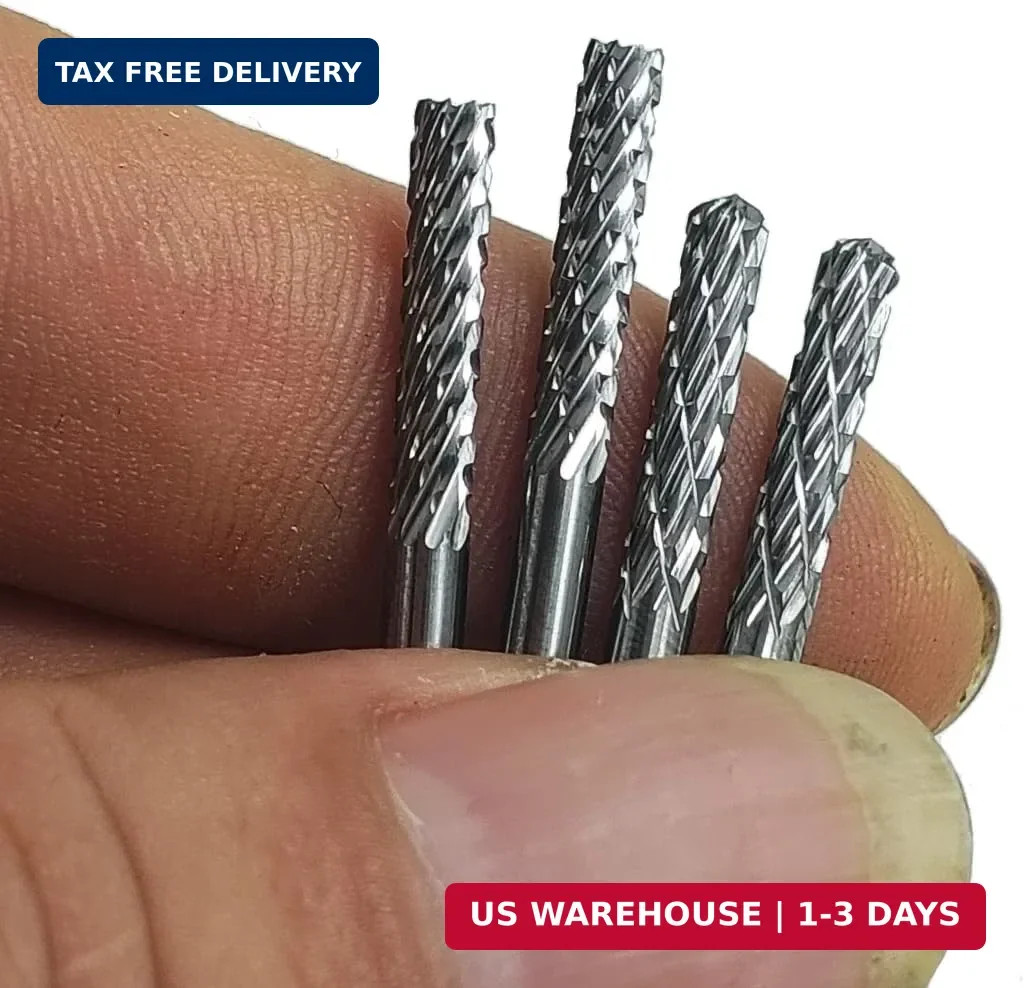 20 Pcs Aluminum Cutting Burr – 1/8″ Shank Double Slot Tungsten Carbide Burs Engr