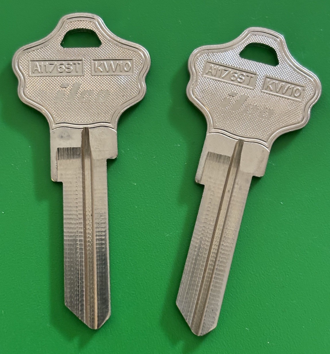 A1176ST KW10 ILCO Uncut Key Blanks Made In USA Set Of 2