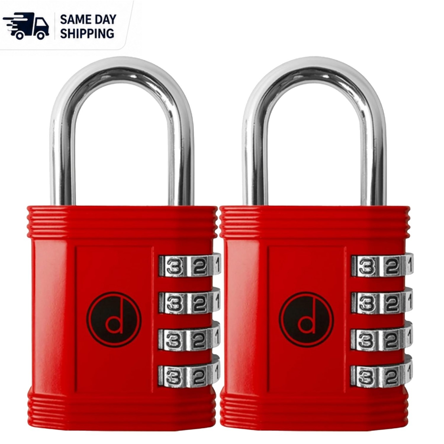 Durable 2-Pack 4 Digit Combination Lock – Weatherproof & Keyless Security Red