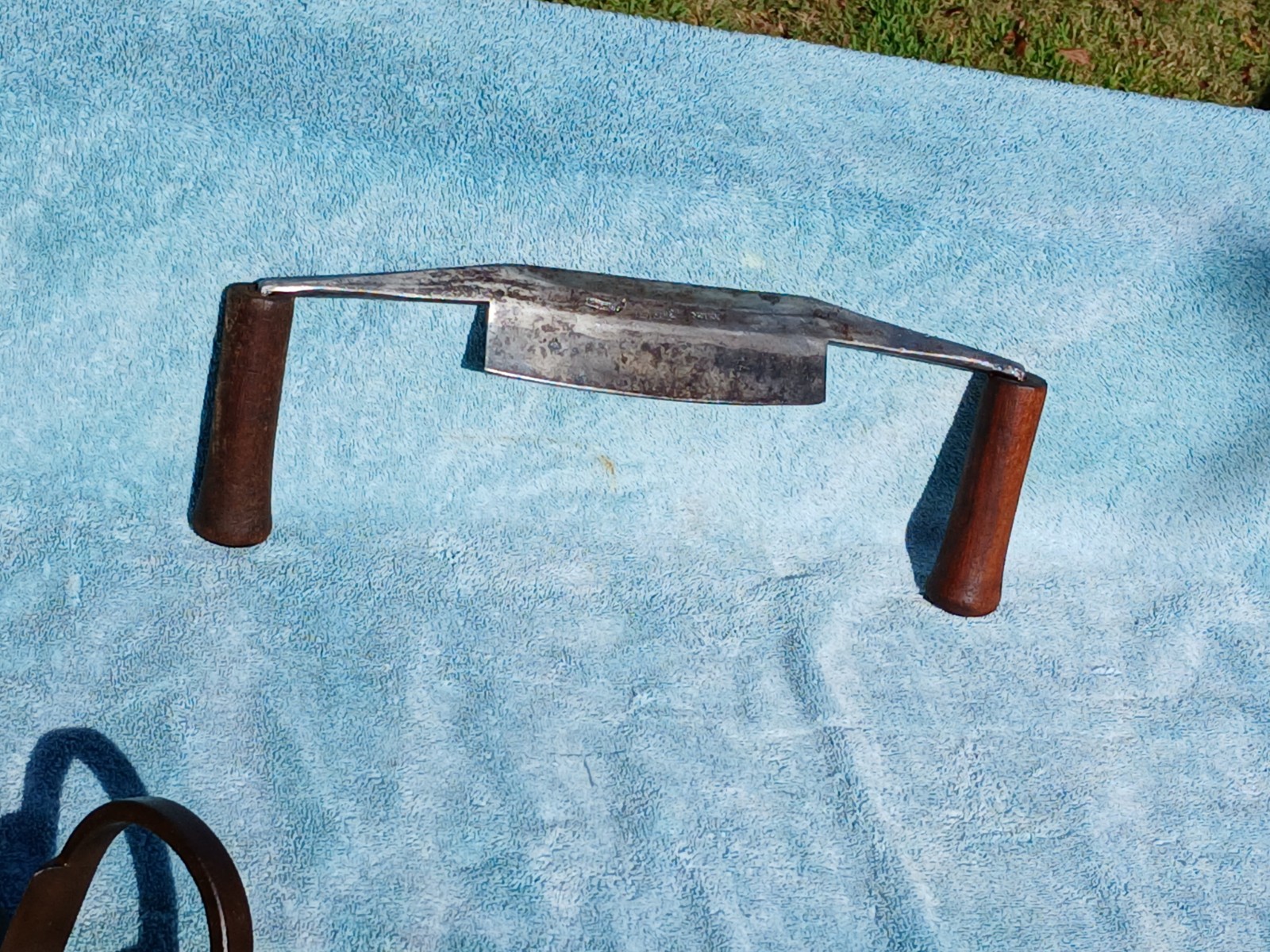 Antique D.R BARTON Draw Knife 1EX Curved Angle 16-1/2L 6-7/8Cut Sold @ C. Worden