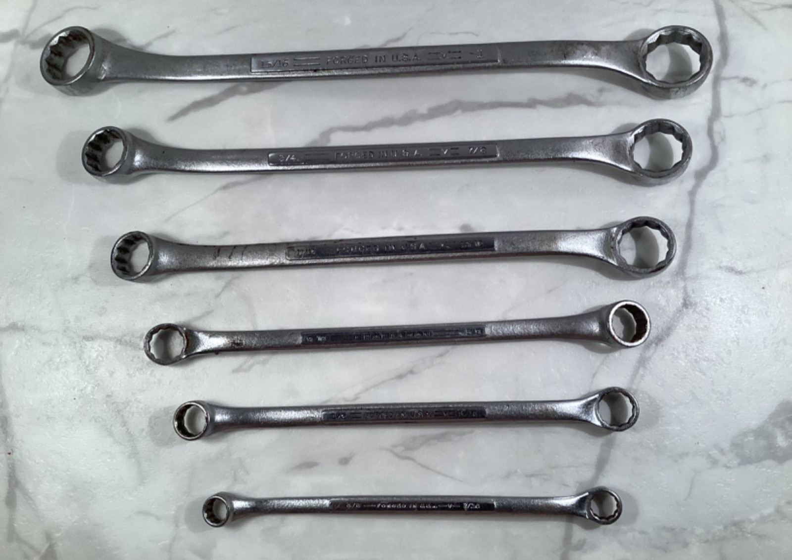 Vtg Craftsman Box Wrench “V” Series Set of 6 SAE Double Box End 12 Point USA EUC