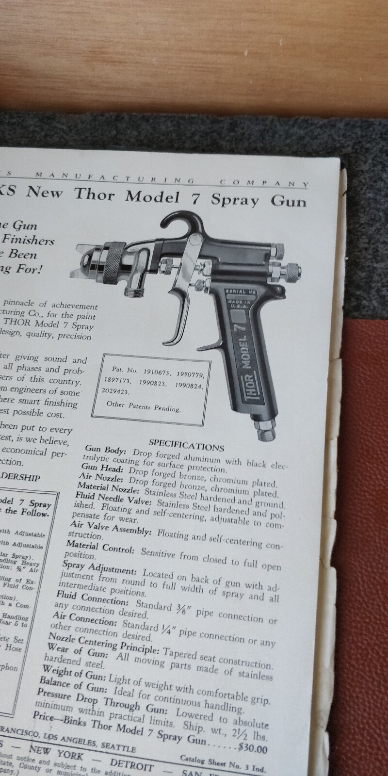 1937 Binks Spray Paint Gun Equipment Catalog #73 ~ Full detailed information