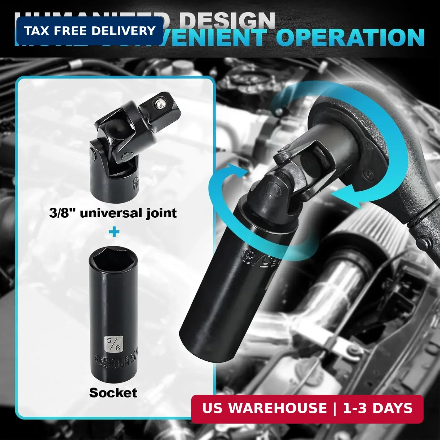 3/8 Impact Socket Set, 50 Piece SAE and Metric Set, Standard SAE (5/16 to 3/4 in