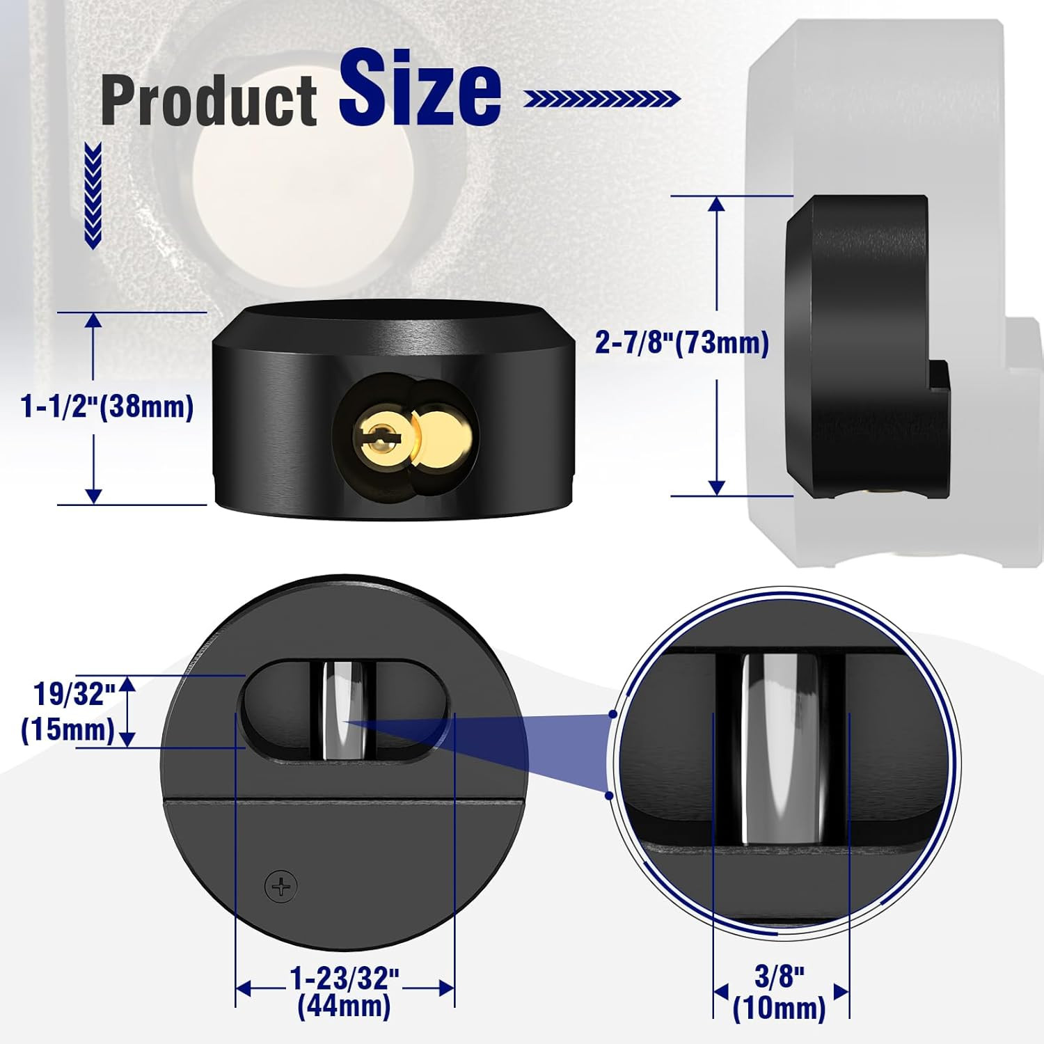 3 Pack Puck Locks for Trailers with Keyed Alike, 2-7/8 Inch Heavy Duty Hidden Sh