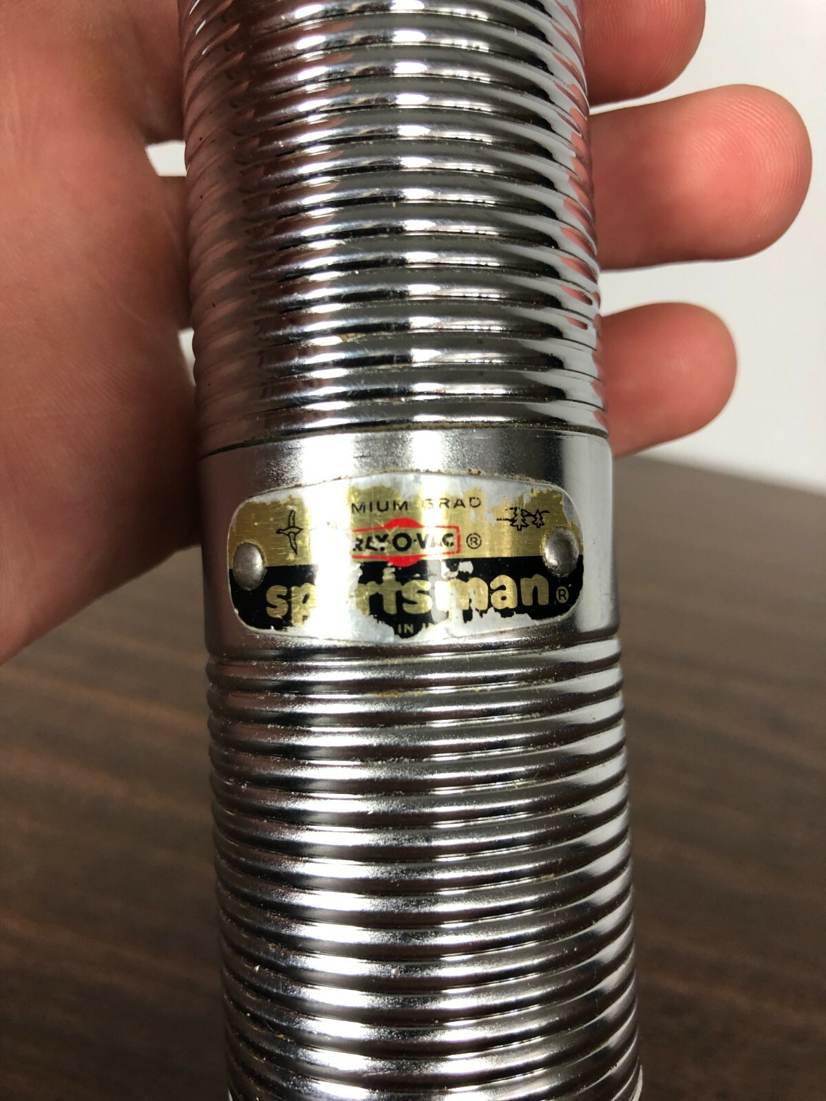 vintage Silver Rayovac Sportsman Flashlight 9 3/4″ Long