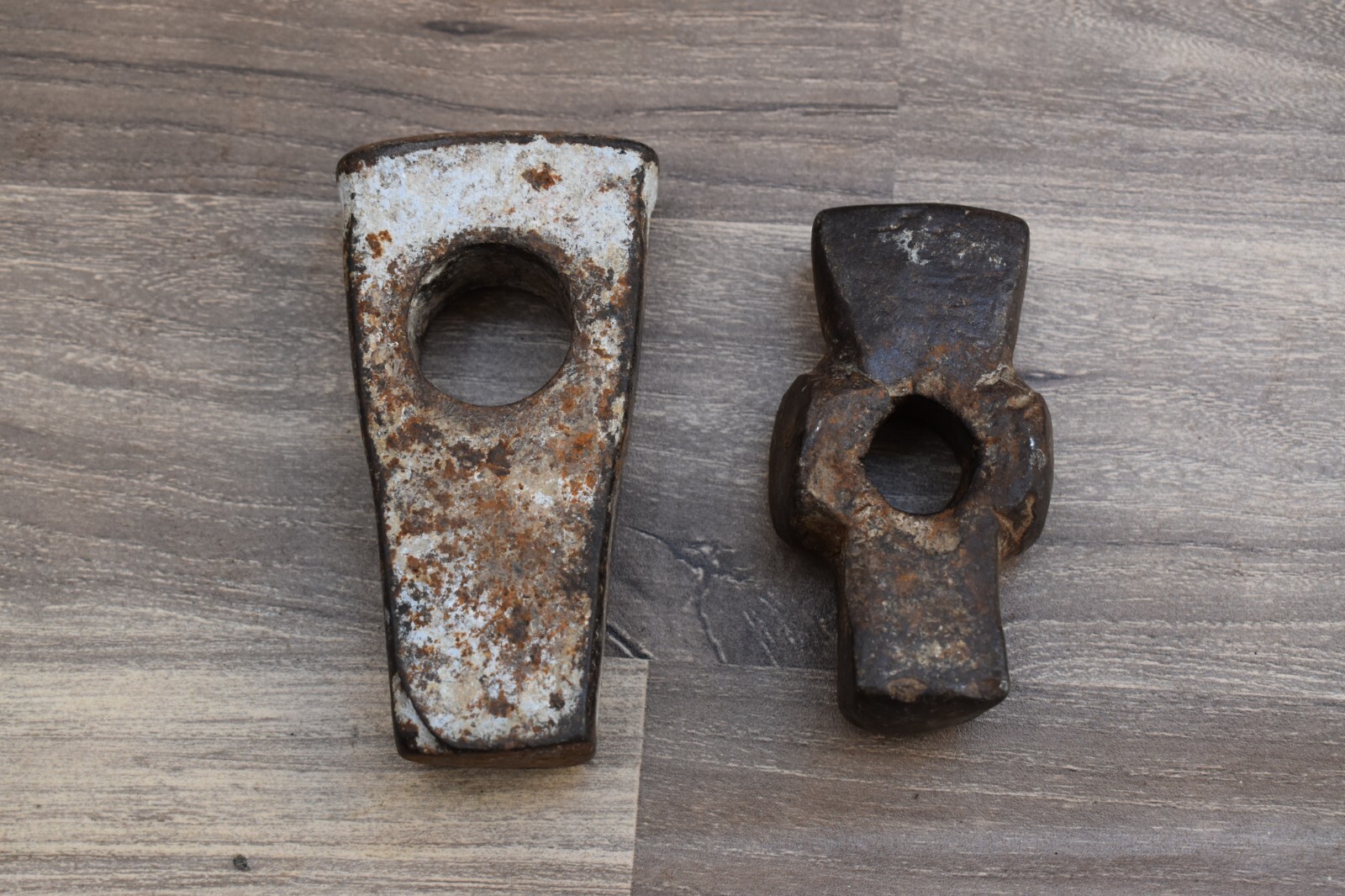 Vintage Old Hammer Heads Iron worker Mechanic Blacksmith Tool primitive Lot of 2