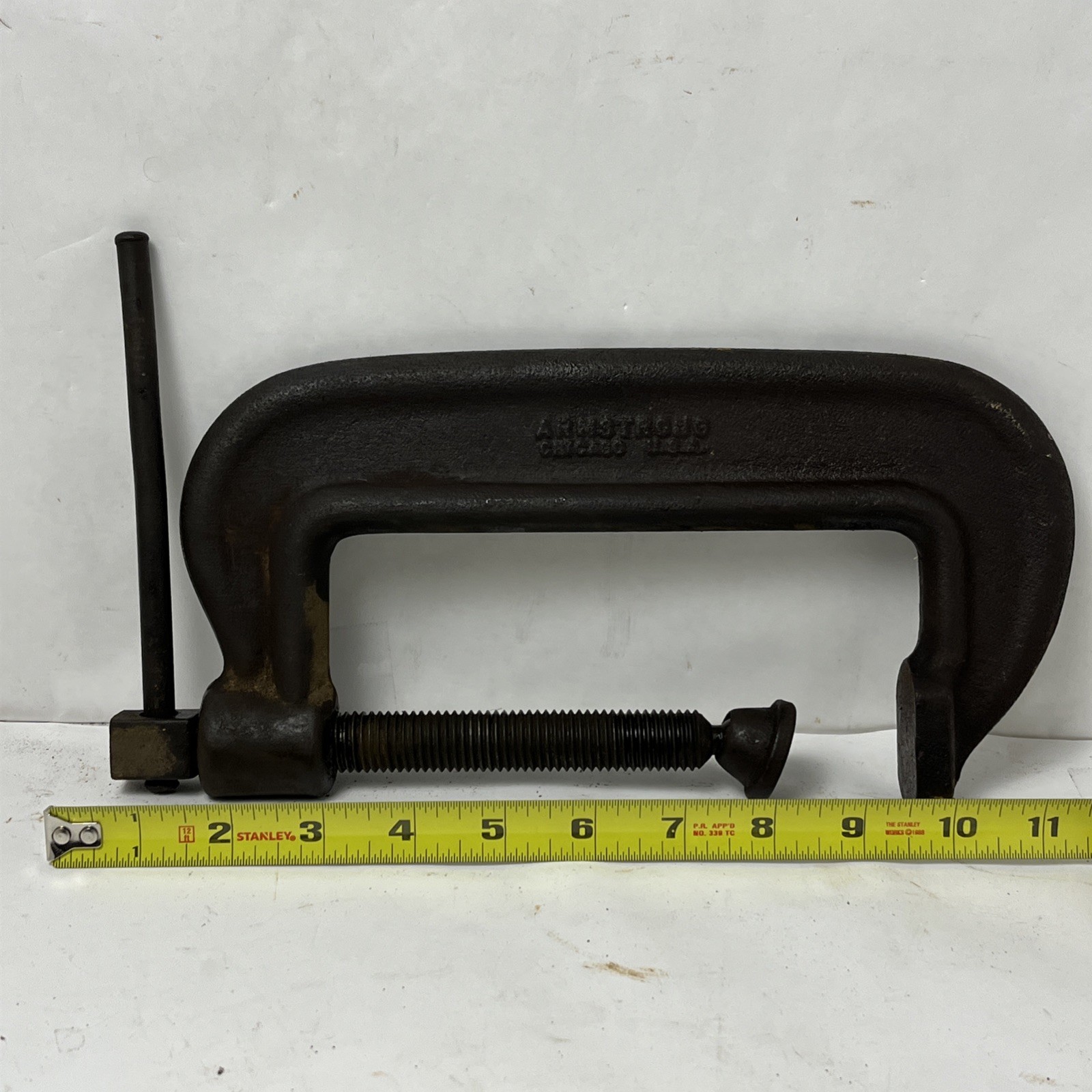 Vintage ARMSTRONG 8″ ( Opens 7” ) Heavy Duty C-Clamp – No. 108 ~Made in USA