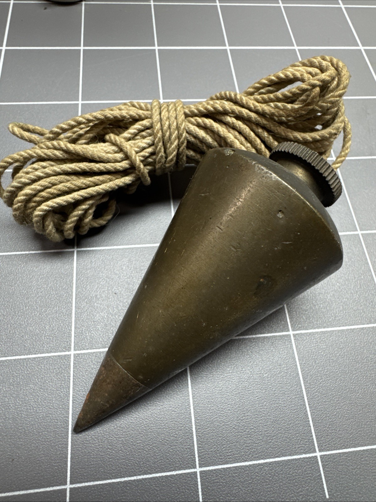 Vintage Steel Tip Brass Plumb Bob Tool 3 Inch 10 Oz