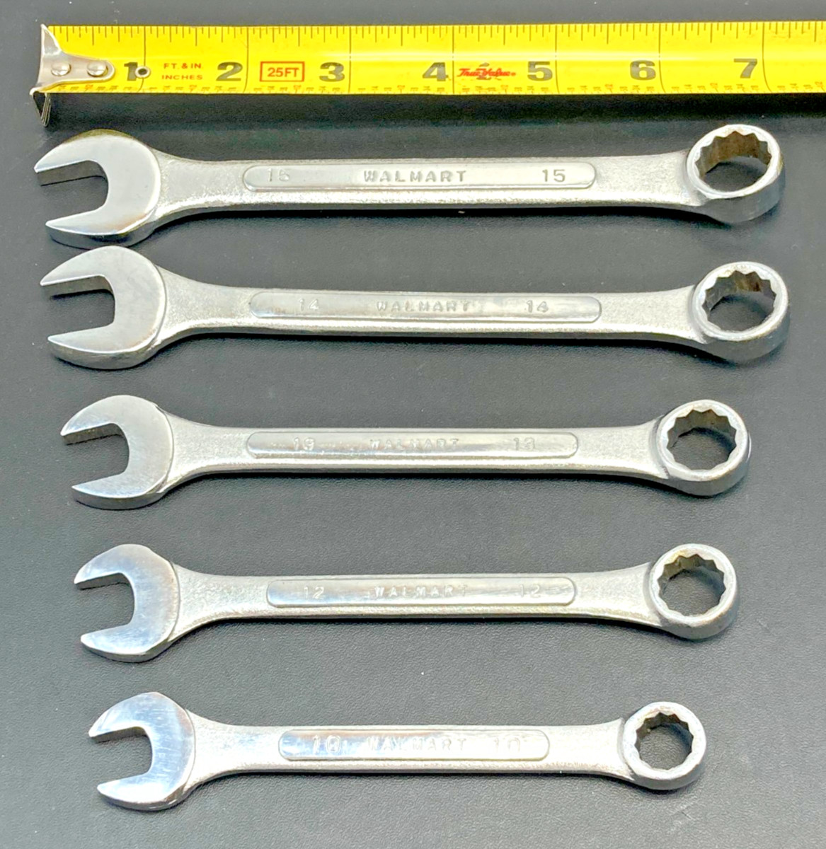 (5) Wal-Mart Combination Wrenches ~ 15mm, 14mm, 13mm, 12mm, 10mm
