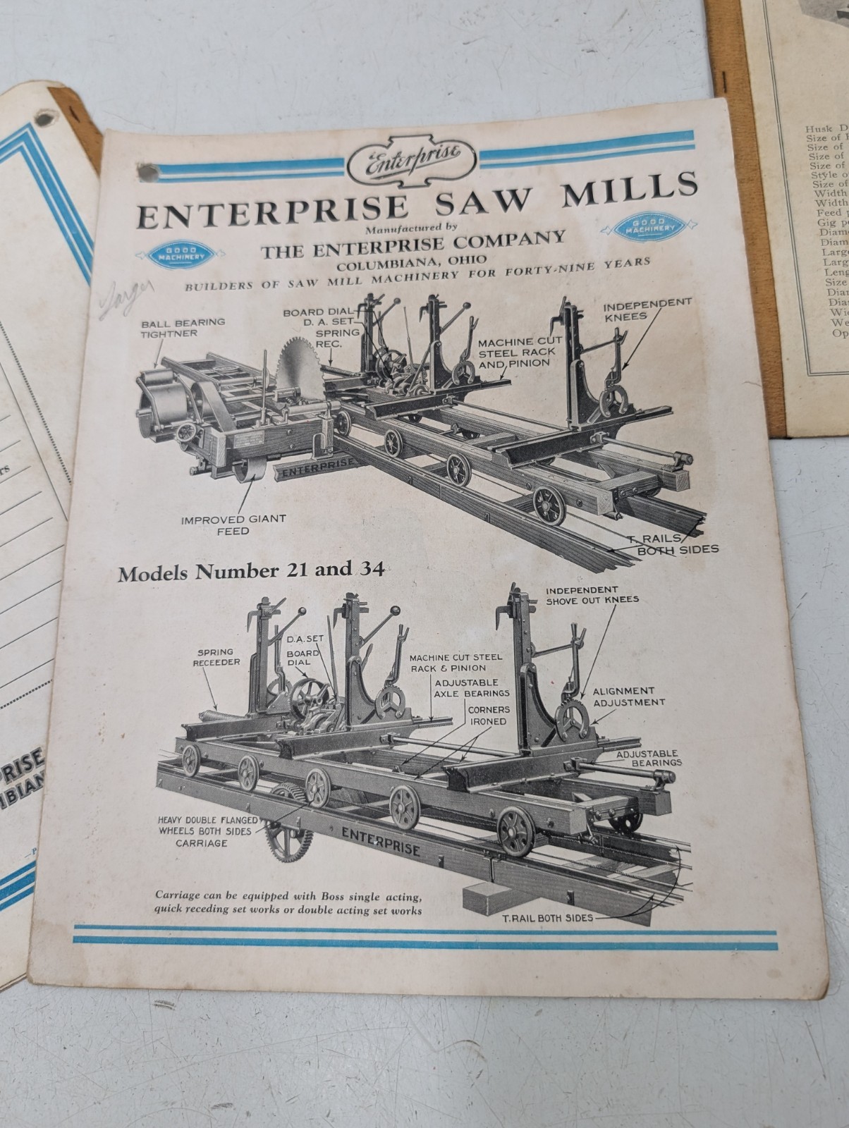 Vintage Catalogue of Saw Mill Machinery The Enterprise Co, Knight Manufacturing