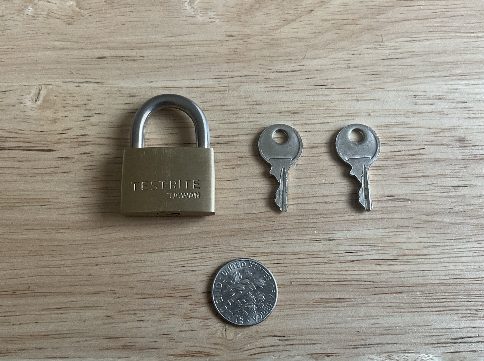 Vintage Small Testrite Brass Lock With Keys
