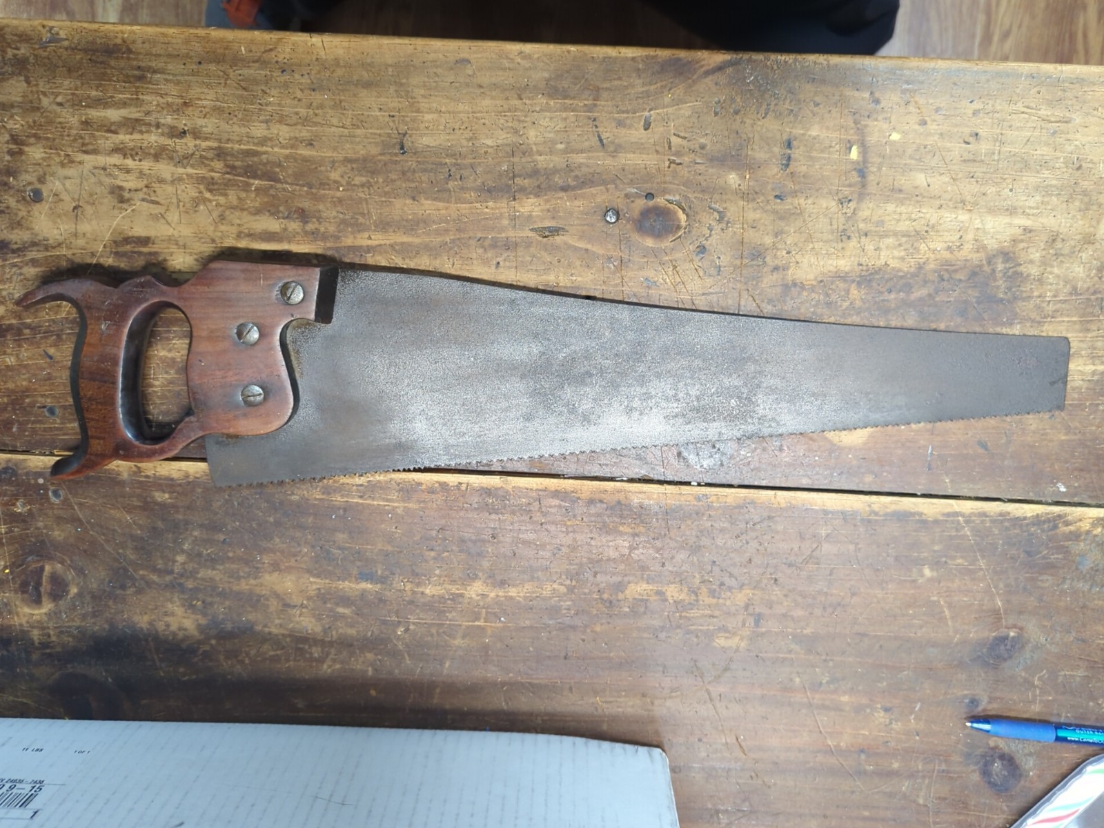 Vintage Hand Saw Warranted Superior Wooden Handle 20″ Blade Lot 4