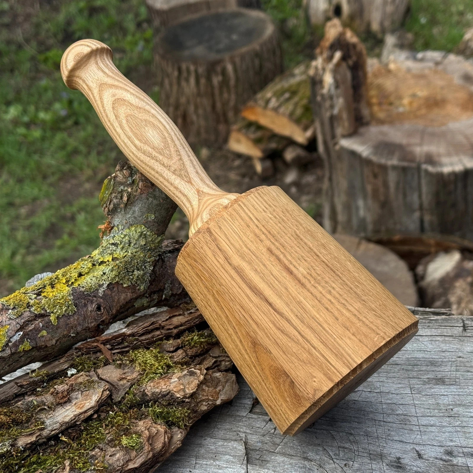 Wooden Mallet 8.27in Ash Wood Hammer for Chisels Carving Woodworking 2.95in Head