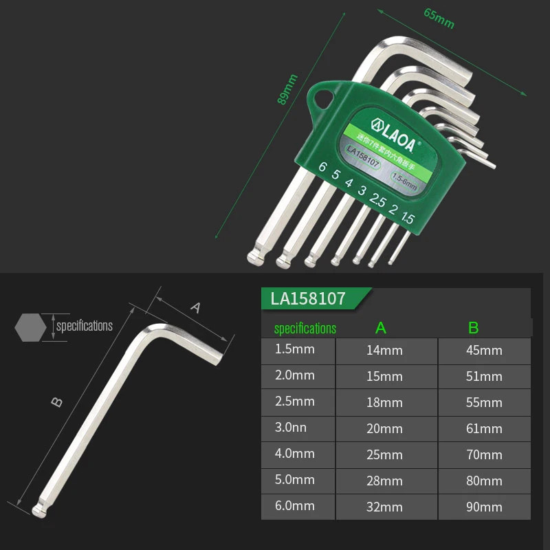 S2 Alloy Steel Mini Hex Wrench Small Miniature 0.7/0.9/1.3/1.5/2/2.5/3Mm Spanner