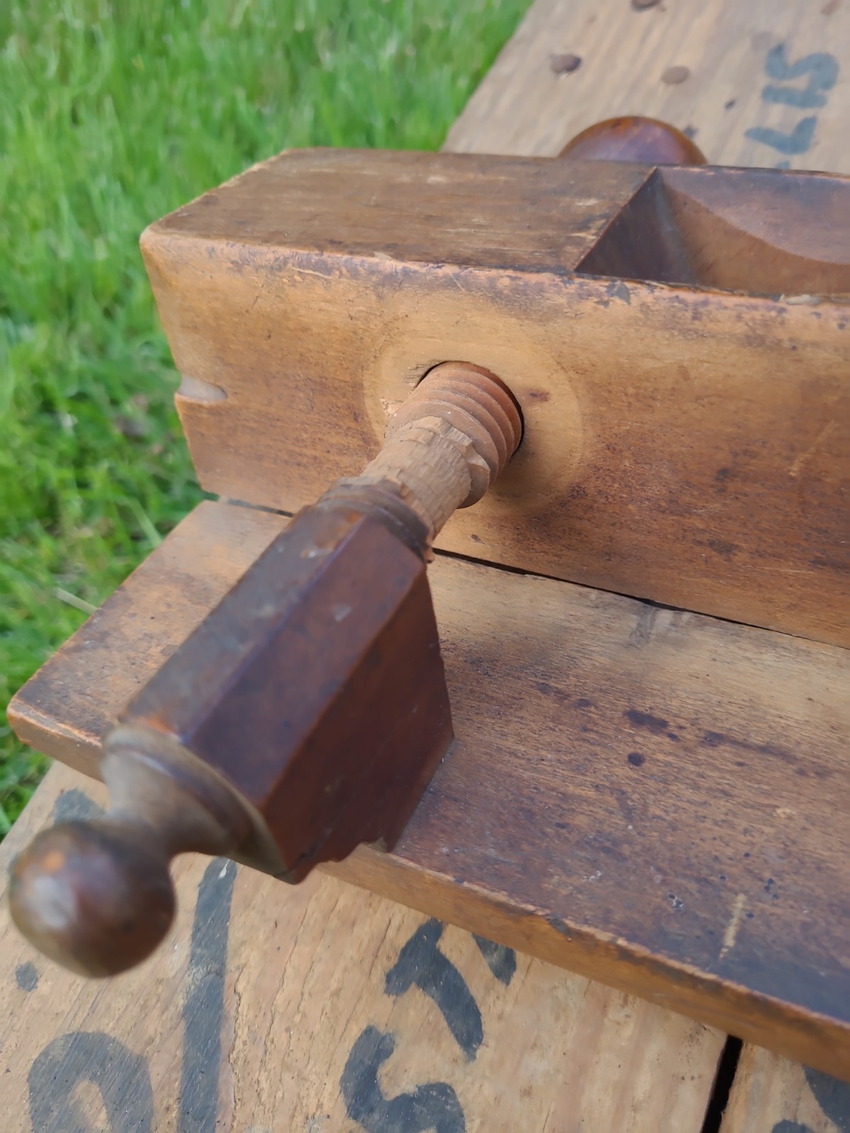 Antique A Howland & Co Auburn NY Wood Screw Arm Plow Plane Parts Display Only