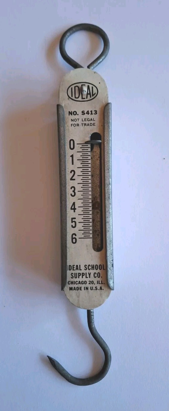 Ideal Supply School Scale S413 Vintage Hand Spring & Hook 6 lbs Chicago USA