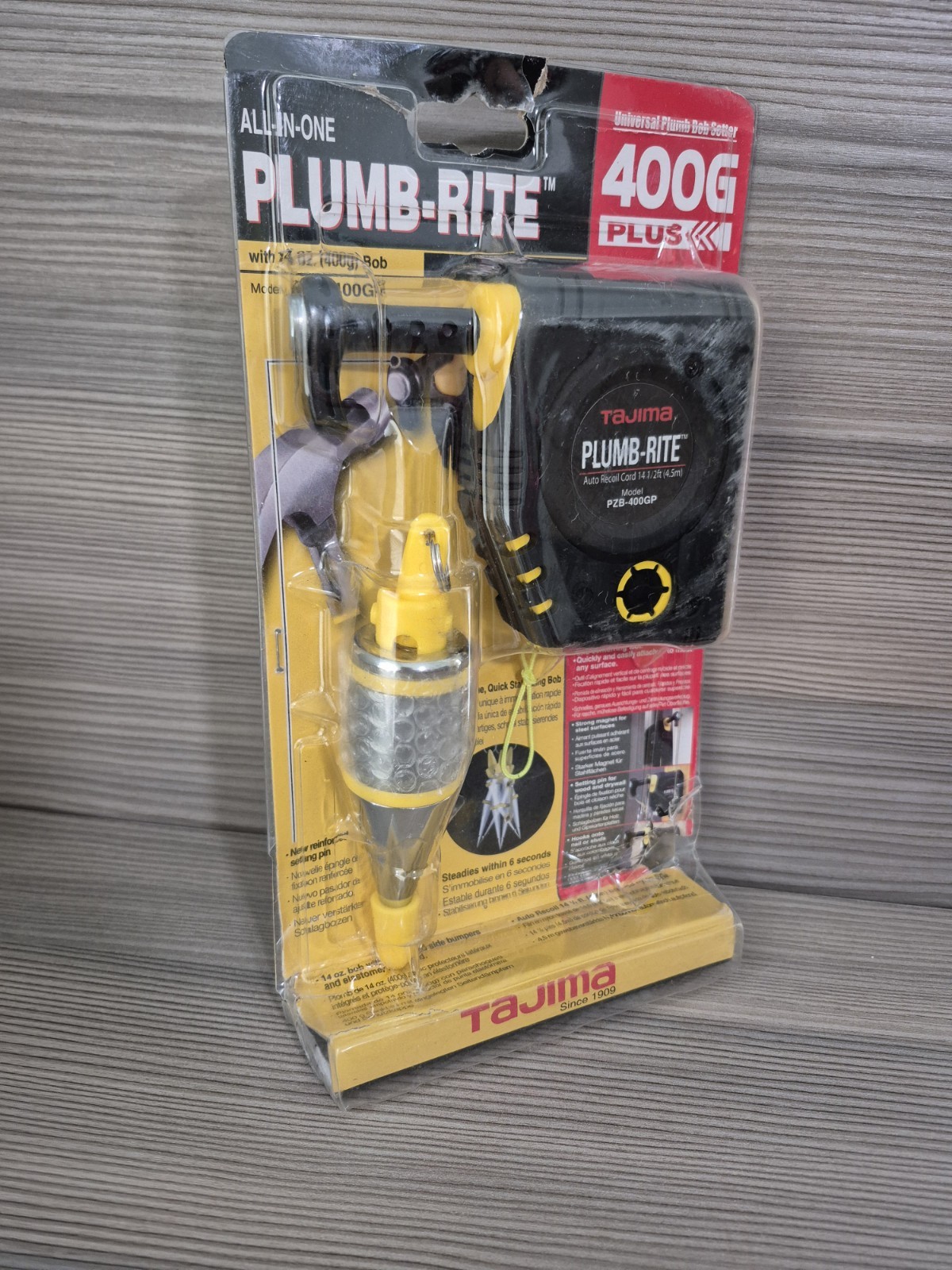 Tajima PZB-400GP PLUMB-RITE 400G Plus setter with 14 oz. plumb bob, hammer plate