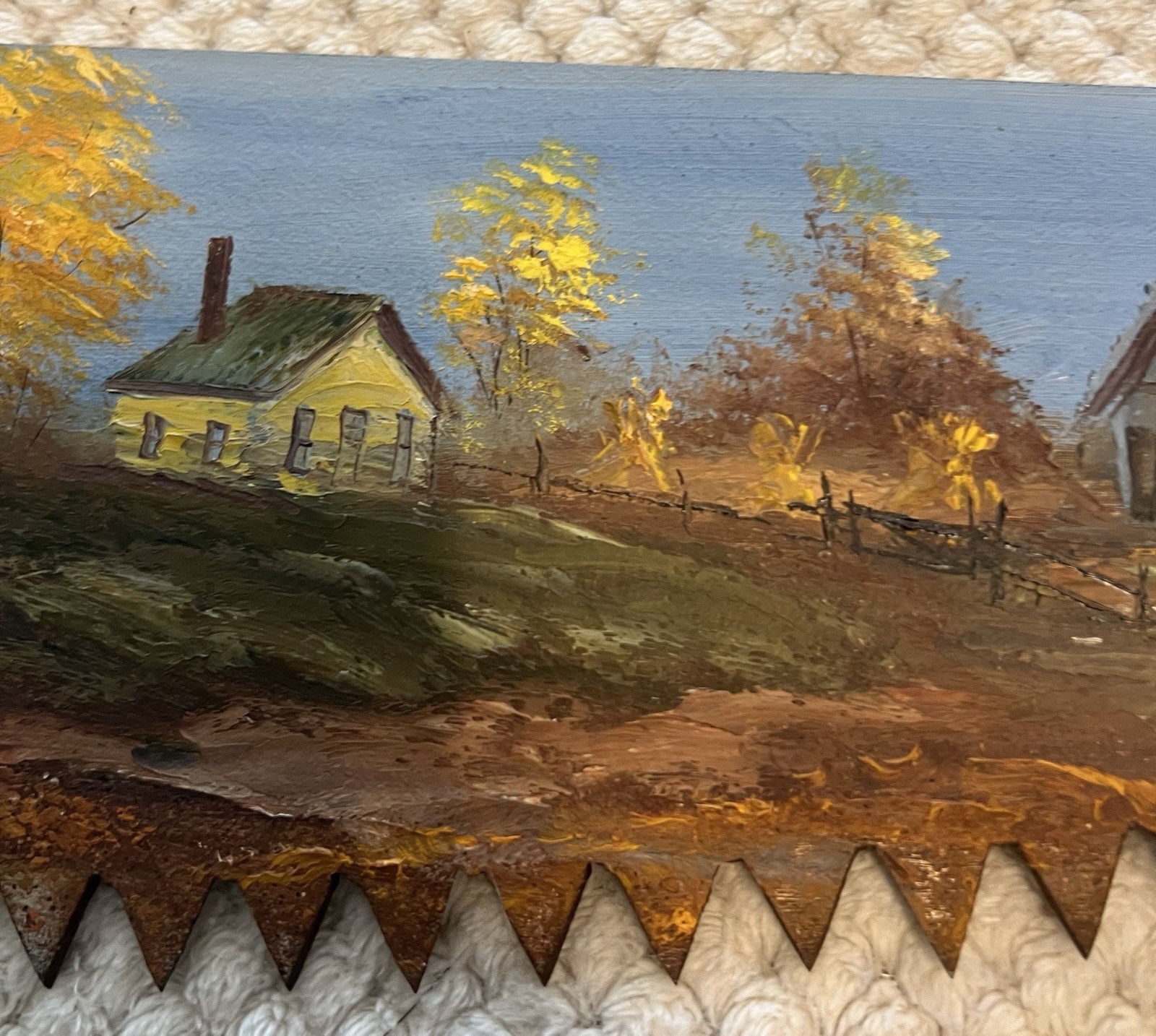 4 Foot Hand Painted 2 Man 2 Handle Crosscut Saw Signed By Artist The Seasons