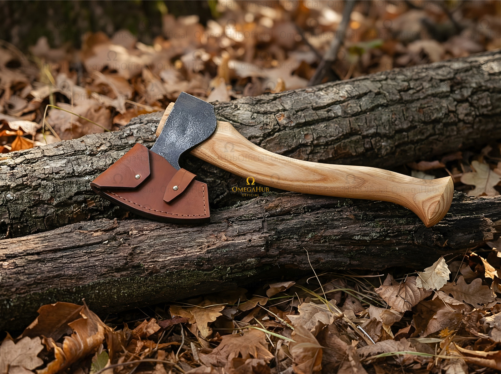 13″ Small Carving Axe Hatchet Carbon Steel Blade Ash Wood Handle with Sheath