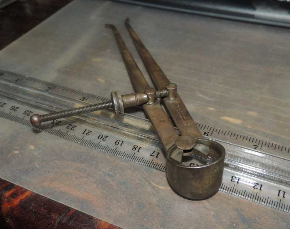 7″ Vintage MILLERS FALLS CO. Inside Caliper, 6” LEGS, Greenfield, MASS USA