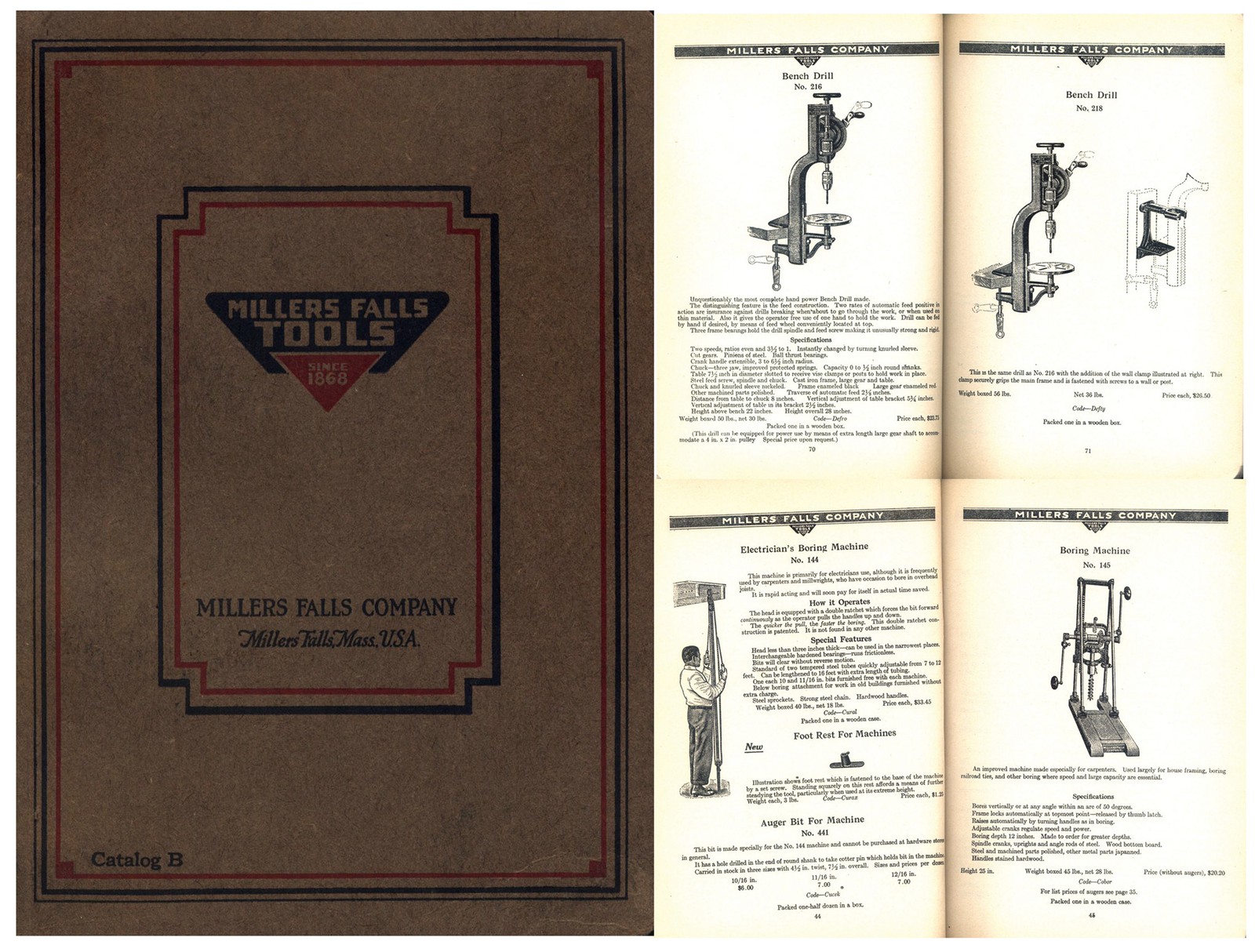Millers Falls Co., Millers Falls, Mass.- Catalog No. B (39)- Jan. 1925 – 195 Pgs