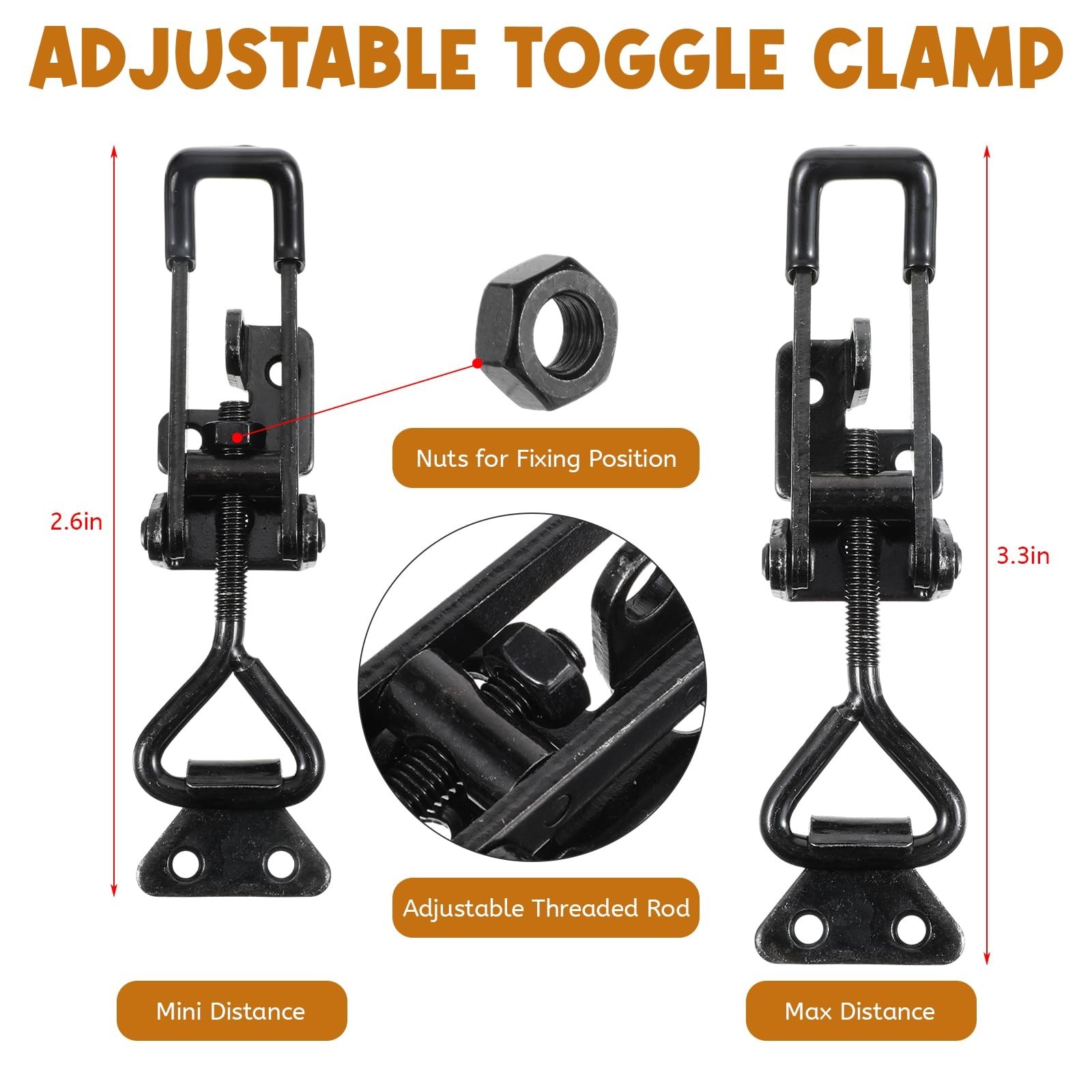 4 Pack Heavy Duty Toggle Clamp Latch,4003 Style 1320lbs Capacity Pull Clamp B…