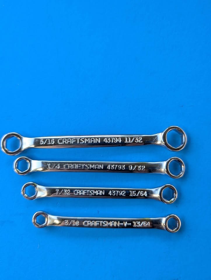VINTAGE CRAFTSMAN 4 PIECE MIDGET BOX END WRENCH SET SAE 9-4379 W/ VINYL POUCH