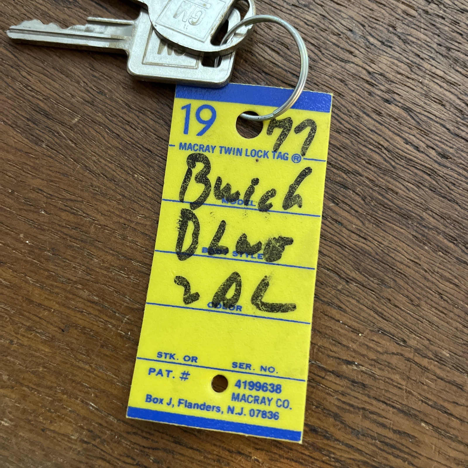 Vintage Set of Automotive Keys Lot of 2 1977 GM Buick