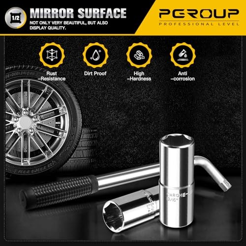 Telescoping Lug Wrench, Extended Lug Wheel Wrench with 17mm/19mm(3/4”),