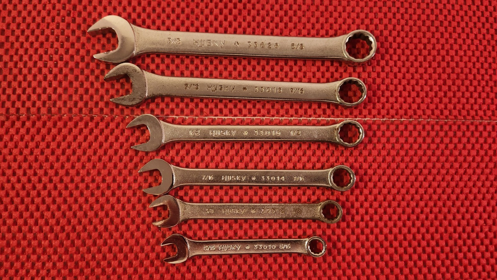 6 HUSKY SAE COMBINATION WRENCHES, MADE IN THE U.S.A., 12 POINTS, 5/16 – 5/8