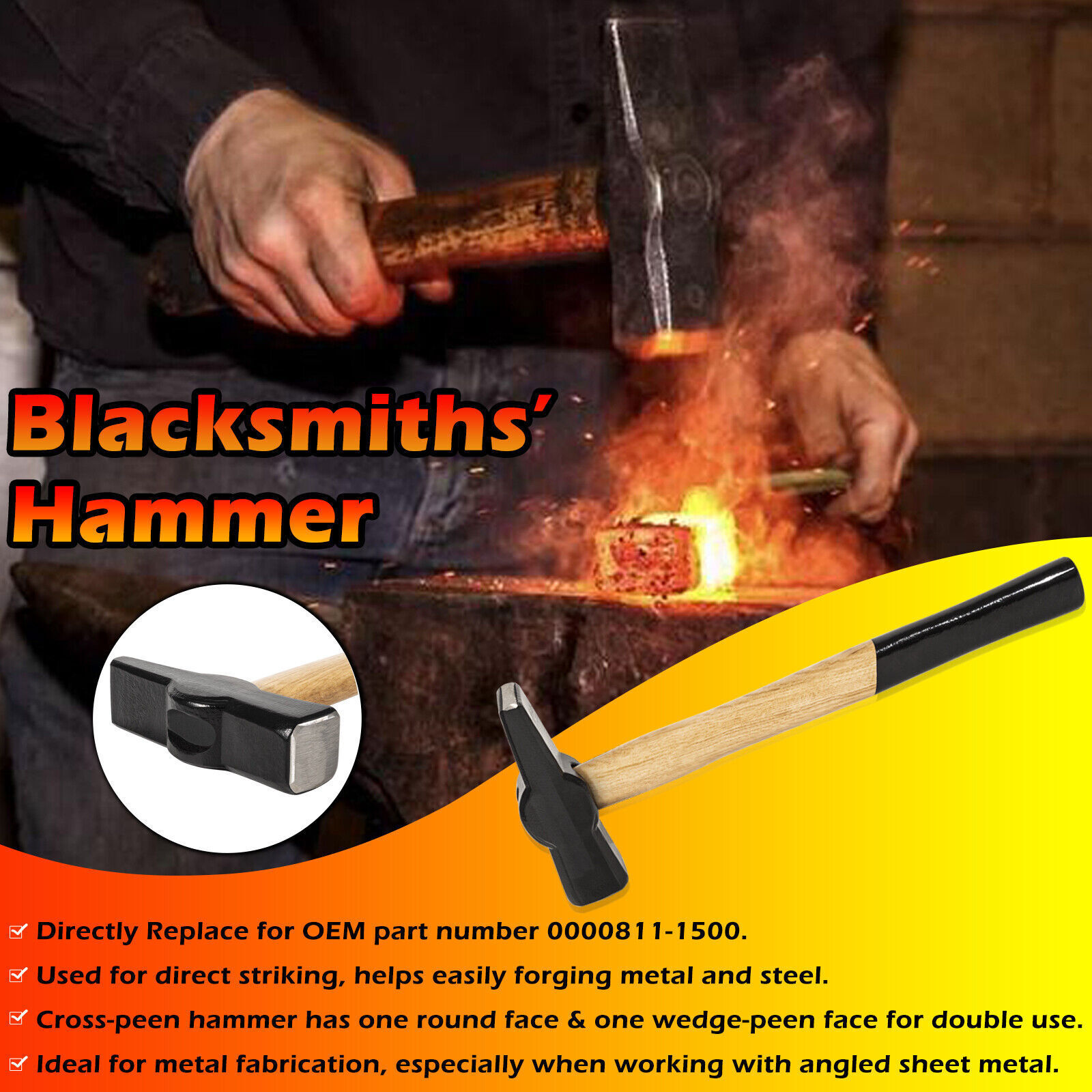 16″ Z V-Bit Style Tongs Blacksmith Tongs with Knife Making Blacksmiths’ Hammer