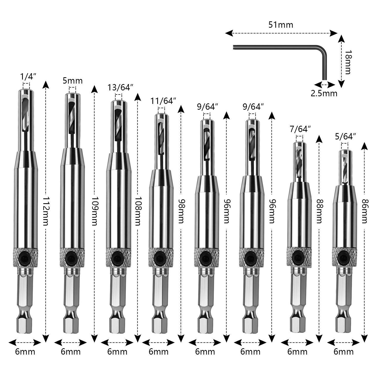 Werkzeug Self Centering Hinge Tapper Core Drill Bit Set for Woodworking, Adju…