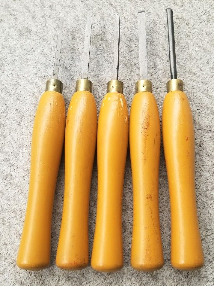 Lot of 5 Henry Taylor Diamic Wood Turning Chisels Sheffield England