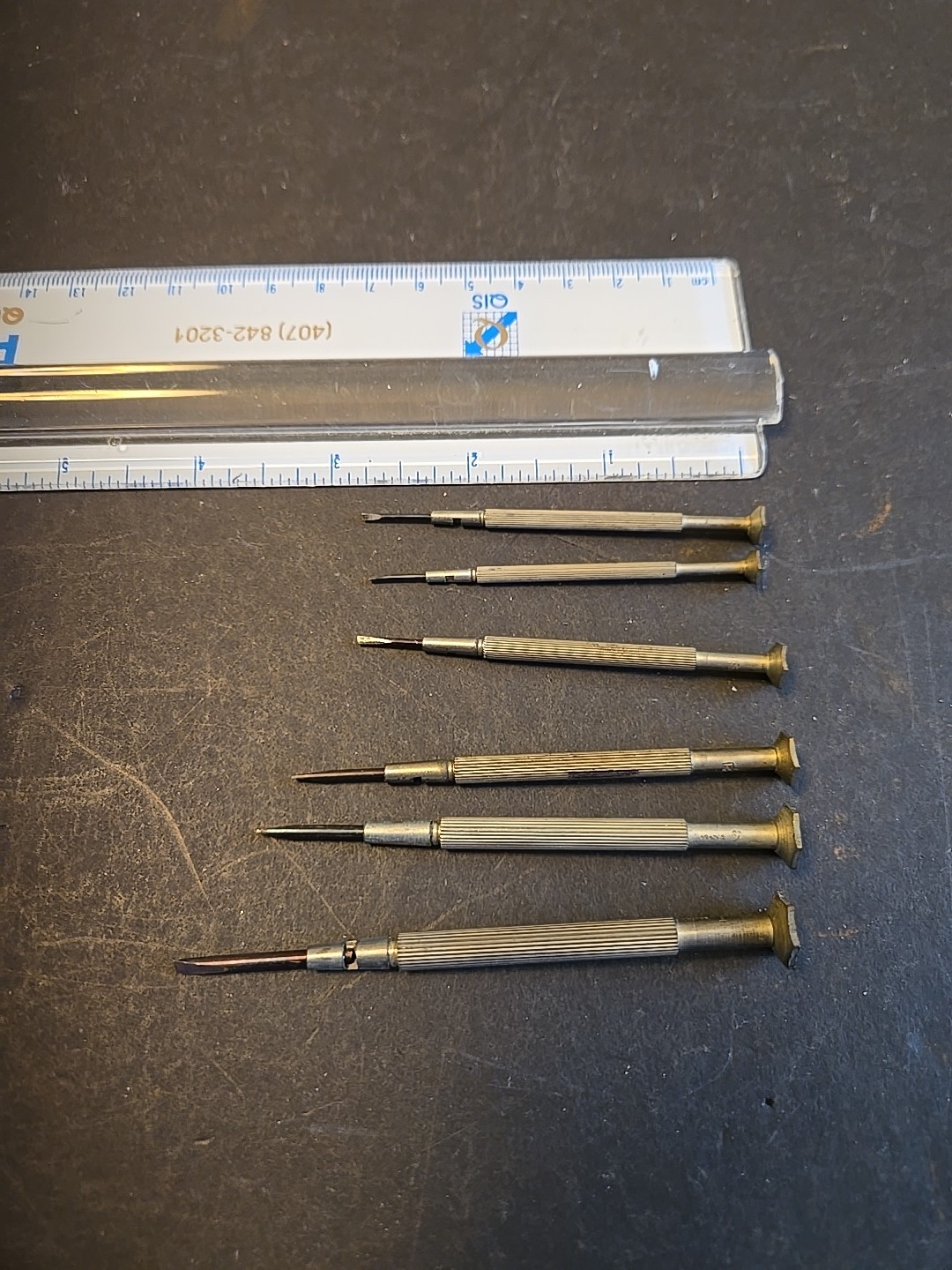 Vintage 6 Piece Jewelers/ Mini Micro Flat Blade Screwdriver Set, Case