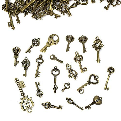 Lot Of 125 Vintage Style Antique Skeleton Furniture Cabinet Old Lock Keys Jewelr