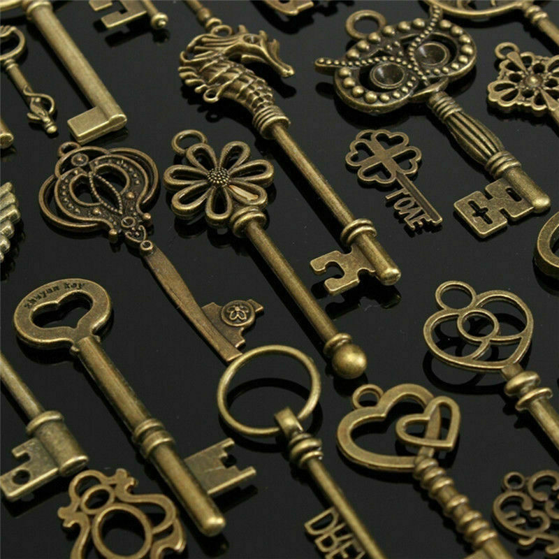 69PCS Skeleton Vintage Old Keys Multi Style Antique Bronze Lock Key New