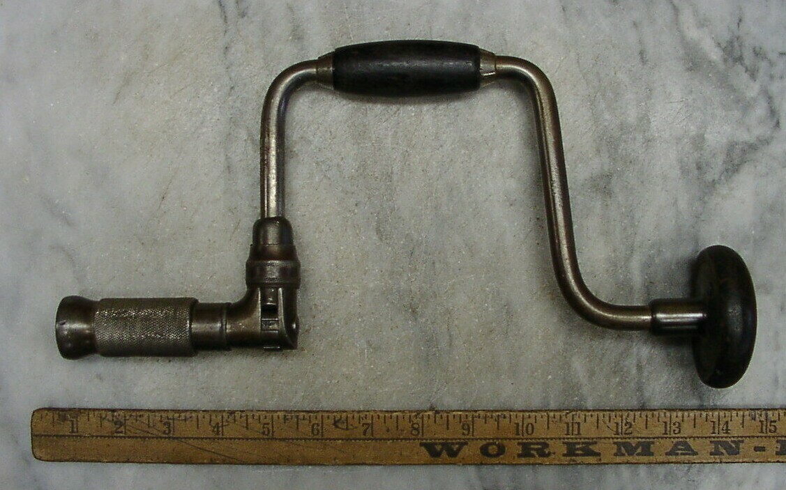 Old Used Tools,Antique John S. Fray Co. 10″ Ratcheting Bit Brace,NO JAWS,READ!