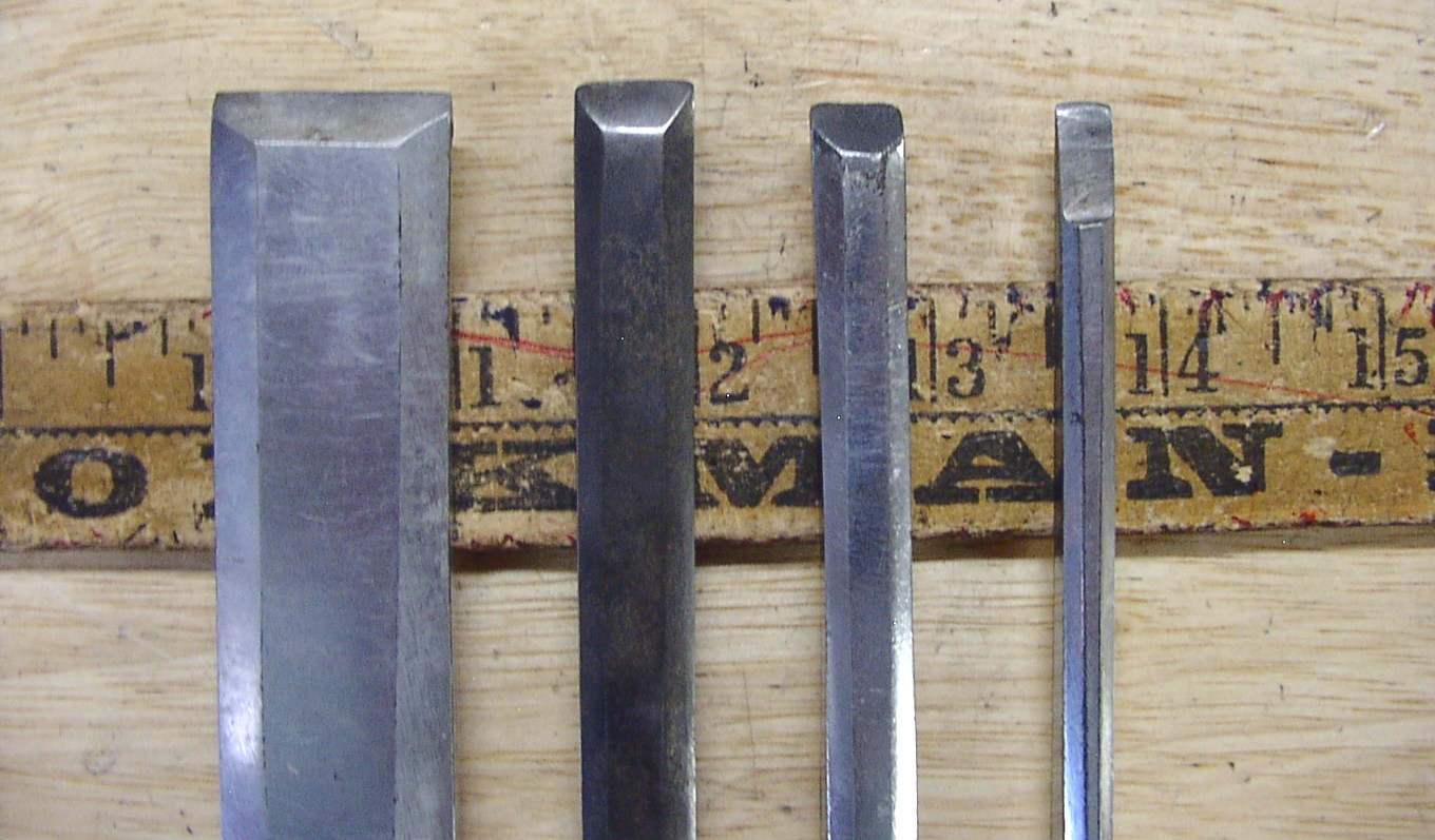 3 Vntg Unbranded Bevel Edge Socket Chisels,1″,1/2″,3/8″,& BONUS 1/4″ Craftsman